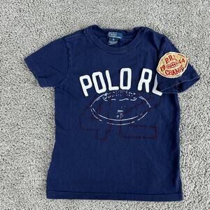 Polo Ralph Lauren Shirt Boys 5 Blue PRL 1944 Football Champs Patch Kids Preppy